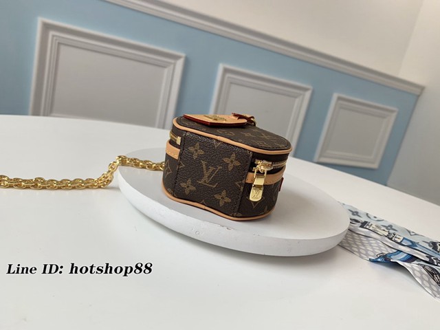 路易威登LV女包 M68570 Boite Chapeau鏈條包 LV老花圓形小挎包 xxlv2155